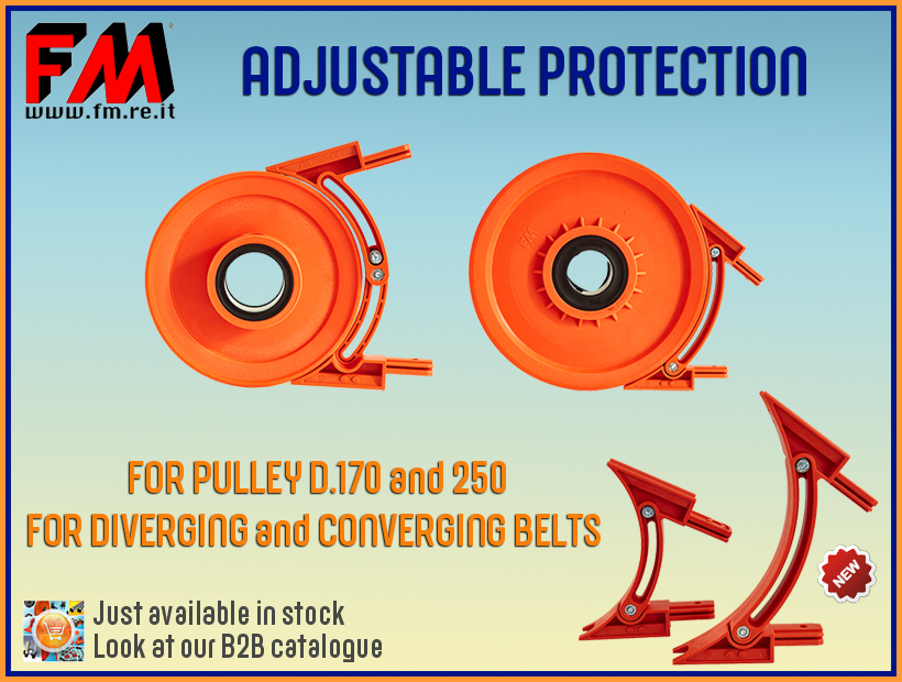 Protezione regolabile per cinghie divergenti e convergenti
